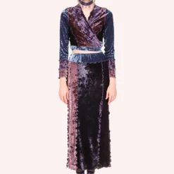 Anna Sui Color Block Stretch Velvet Wrap Top -Anna Sui Store 1123F21 img01 00487652 74f0 4ba8 a10b 2fbbf2e77be8