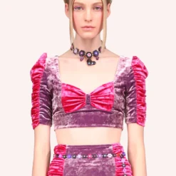 Anna Sui Color Block Stretch Velvet Top