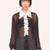 Anna Sui Crinkle Chiffon Button Down Top -Anna Sui Store 1123M21 close