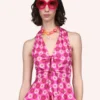 Anna Sui Utopian Gingham Halter Top -Anna Sui Store 222C20close
