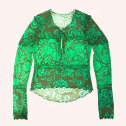 Anna Sui Paradisiac Combo Mesh Tie Top -Anna Sui Store 222D21wbackground