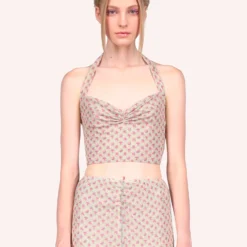 Anna Sui Rosebuds Mesh Halter Tank