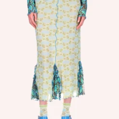 Anna Sui Swirling Leaves Combo Mesh Skirt