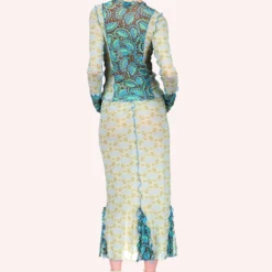 Anna Sui Swirling Leaves Combo Mesh Skirt -Anna Sui Store 721C25back