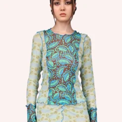 Anna Sui Swirling Leaves Combo Mesh Top