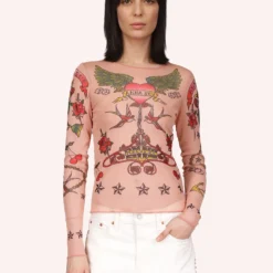 Anna Sui Tattoo Mesh Top
