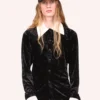Anna Sui Stretch Velvet Button Down Top 1 Anna Sui Stretch Velvet Button Down Top -Anna Sui Store M1023G20 imgclose