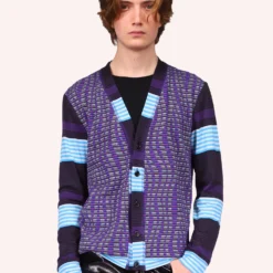 Anna Sui Genderless Mod Stripe And Nuwave Combo Cardigan