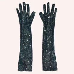 Anna Sui Snakeskin Sequin Gloves