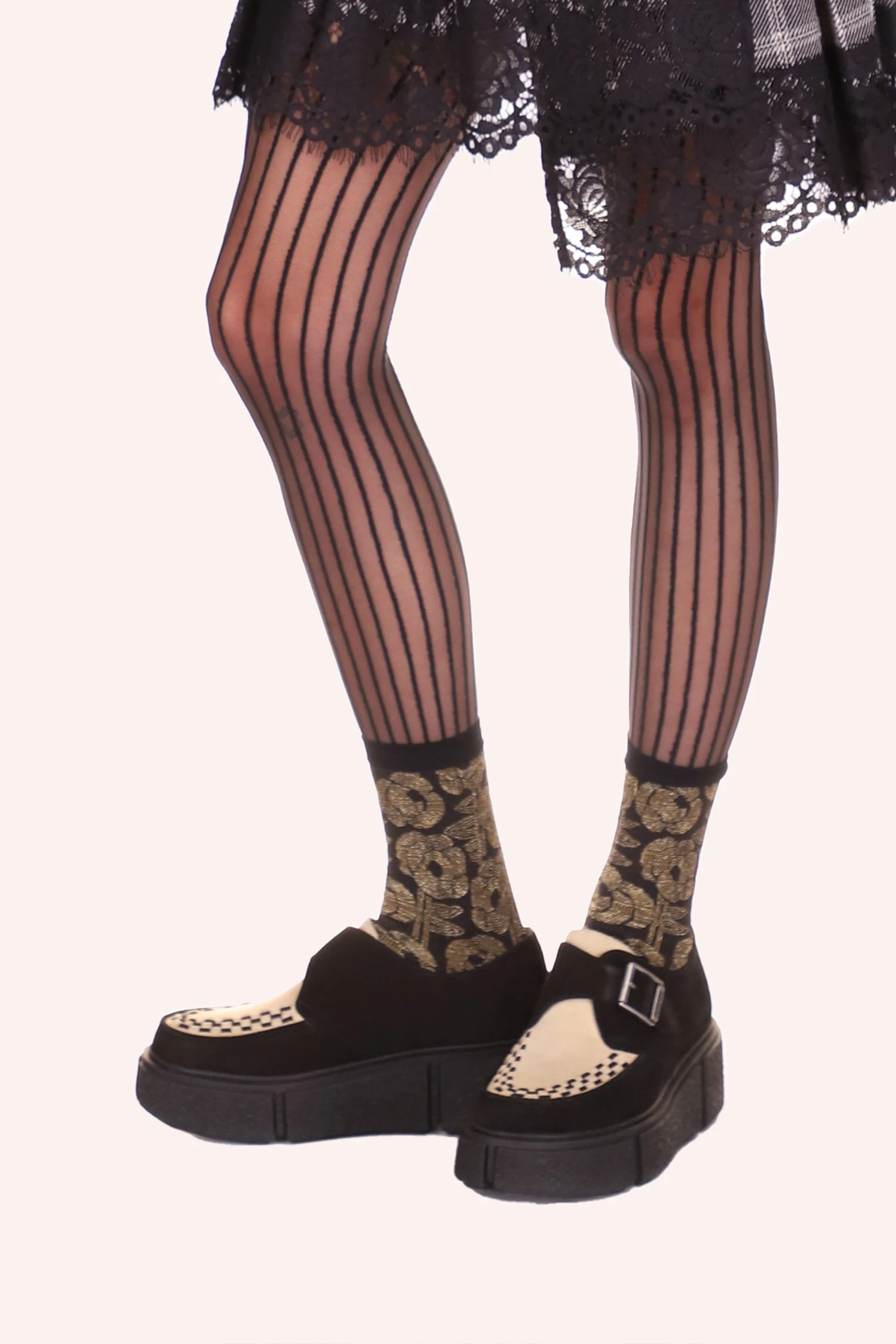 Anna Sui Ribbed Roses Sock 4 Anna Sui Ribbed Roses Sock - Image 2